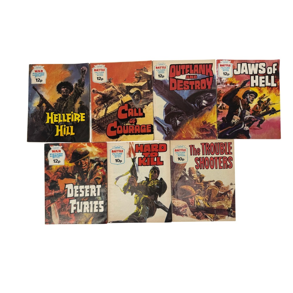 Fleetway War Battle Picture Library Comics Lot 7 Books Vintage Military Digest